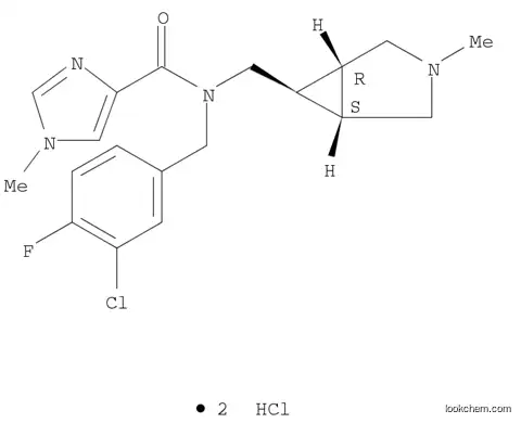 Molecular Structure of 1173177-11-1 (N-[(3-Chloro-4-fluorophenyl)methyl]-1-methyl-N-[[(1alpha,5alpha,6alpha)-3-methyl-3-azabicyclo[3.1.0]hex-6-yl]methyl]-1H-imidazole-4-carboxamide hydrochloride)